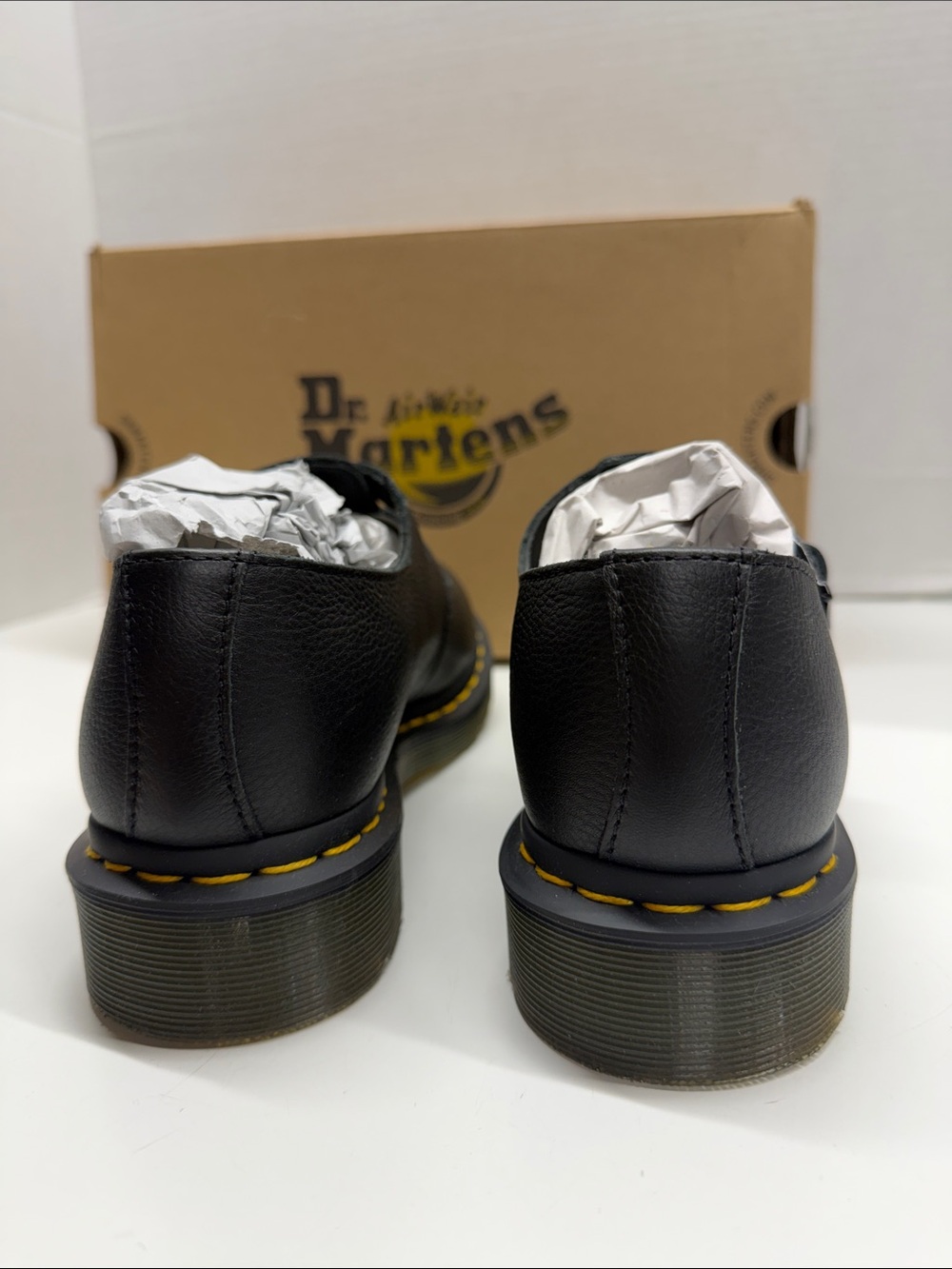 Dr Martens Virginia Leather Mary Jane Shoes Brougue 8065 Black New Womens Size 7 - Picture 4 of 9